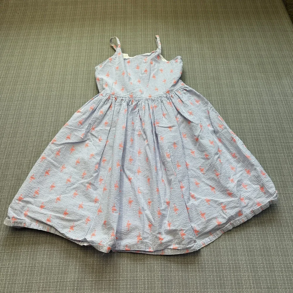 Gymboree Seersucker Flamingo Dress Size 10 Sundress Beach Summer Lined‎